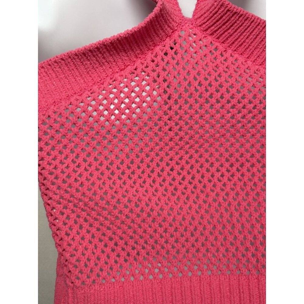 ZARA Bandeau Crochet Halter Crop Top Boho Barbie Pink Festival‎ Summer Small - Picture 7 of 11